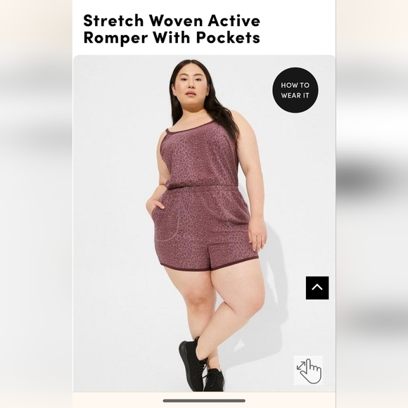 Stretch Woven Active Romper With Pockets, plus size 2x, leopard print - Picture 3 of 13